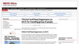 FTR (Full Tariff Rate) Registration on IRCTC for Travelling group of ...