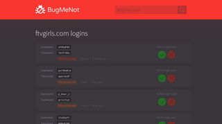 ftvgirls.com passwords - BugMeNot
