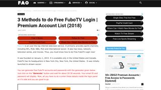 3 Methods to do Free FuboTV Login | Premium Account List (2018)