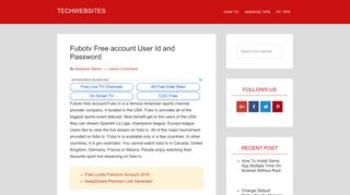Fubotv Free account List 2018 - Techwebsites