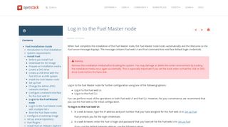 OpenStack Docs: Log in to the Fuel Master node
