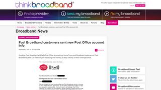 Fuel Broadband customers sent new Post Office account info ...