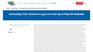 Activating Your School to Log In to Fuel Up to Play 60 Website