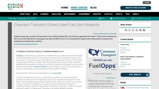 Covenant Transport Drivers Save Fuel, Earn Rewards