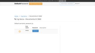 Fuji Xerox - DocuCentre-IV 3060 default passwords