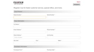 Fujifilm: Register a Product