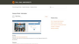 Campus Portal - Information – Technical Support Center