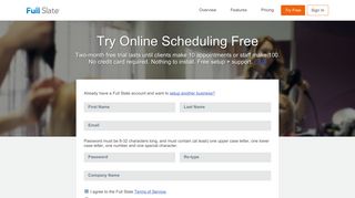 Try Free Online Scheduling by Full Slate
