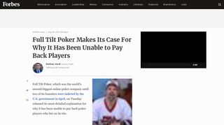 Full Tilt Poker Makes Its Case For Why It Has Been Unable to Pay ...