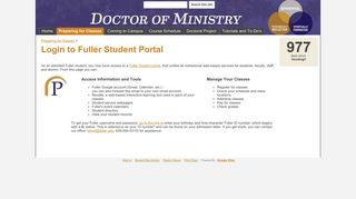Login to Fuller Student Portal - Welcome to Fuller Seminary: DMin