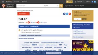 FULL-ON | meaning in the Cambridge English Dictionary