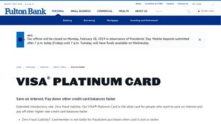 Visa Platinum Credit Card | Fulton Bank