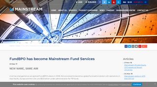 FundBPO has become Mainstream Fund Services