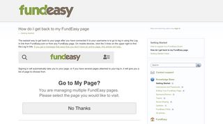 How do I get back to my FundEasy page – FundEasy Knowledge Base