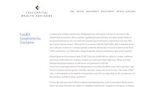 FundEX Investments Inc. Disclaimer - CareCapital Wealth Advisors