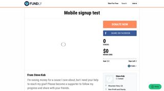 Mobile signup test | Fundly