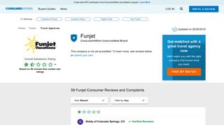 Top 58 Reviews and Complaints about Funjet - ConsumerAffairs.com