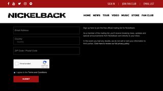Nickelback > Email List Signup
