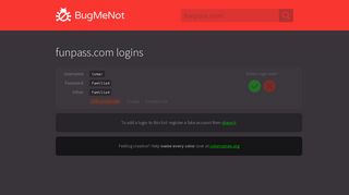 funpass.com passwords - BugMeNot