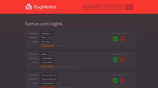 funrun.com passwords - BugMeNot