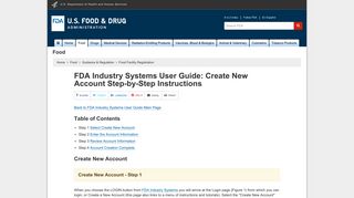 Food Facility Registration > FDA Industry Systems User Guide: Create ...