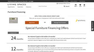 Furniture Financing by Synchrony Bank | Living Spaces