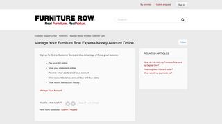 Manage Your Furniture Row Express Money Account Online ...