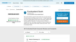 Top 81 Reviews and Complaints about Furnitureland South