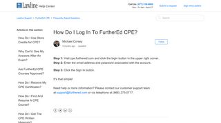 How Do I Log In To FurtherEd CPE? – Lawline Support