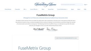 The Parliamentary Review :: FuseMetrix Group