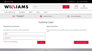 Login / Create Account - Williams