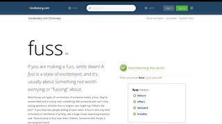 fuss - Dictionary Definition : Vocabulary.com