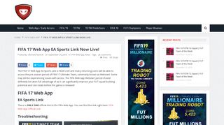 FIFA 17 Web App EA Sports Link Live for FUT - Ultimate Team