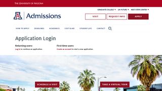 Application Login - How to Apply - University of Arizona