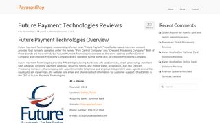 Future Payment Technologies Reviews | PaymentPop