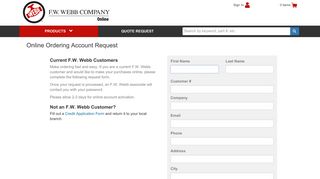 Account Request | F.W. Webb Online Ordering