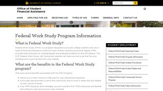 Federal Work Study Program Information • Office of Student Financial ...