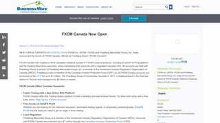 FXCM Canada Now Open | Business Wire