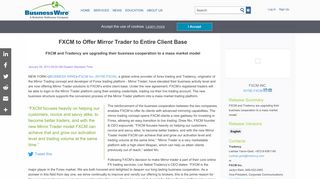 FXCM to Offer Mirror Trader to Entire Client Base | Business Wire