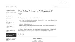 What do I do if I forgot my Profile password? – FOX NOW