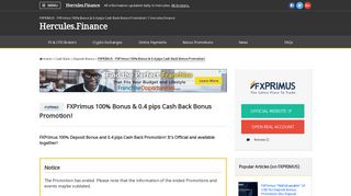 FXPRIMUS – FXPrimus 100% Bonus & 0.4 pips Cash Back Bonus ...