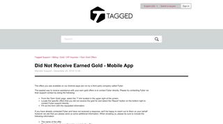 Did Not Receive Earned Gold - Mobile App – Tagged Support