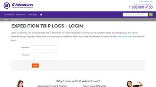 Expedition Trip Logs - Login - G Adventures