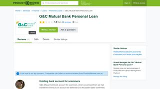 G&C Mutual Bank Personal Loan Reviews - ProductReview.com.au