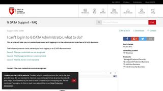 I can't log in to G DATA Administrator, what to do?