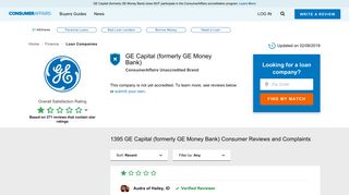 GE Money Bank - ConsumerAffairs.com