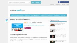 Goglia Nutrition Reviews - Legit or Scam? - Reviewopedia