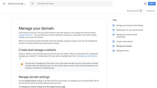 Manage your domain - Business email Help - Google Support