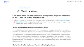 G1 Test Locations - G1.ca
