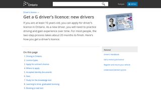 Get a G driver's licence: new drivers | Ontario.ca
